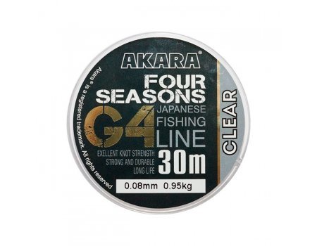 Леска монофильная Akara G4 Four Seasons Clear 30м