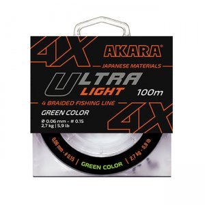 Плетеный шнур Akara Ultra Light X-4 100м, зеленый
