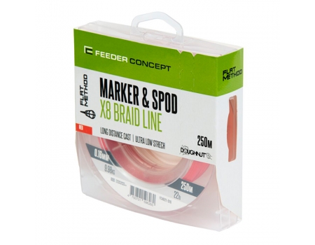 Плетенка Feeder Concept Flat Method X8 Braid Marker & Spod Red 250м, d-0.16мм