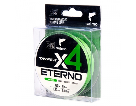 Плетенка Salmo Sniper X4 Eterno Braid Apple Green 125м, светло-зеленая