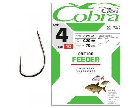 Крючки с поводками Cobra Feeder CNF100 №6 (d-0.18мм)