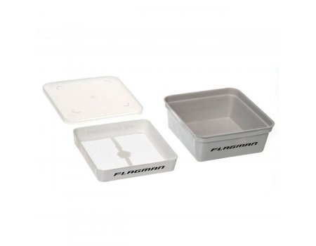 Коробка для наживки F-fishing с ситом и крышкой, 13.5х13.5х5.5см