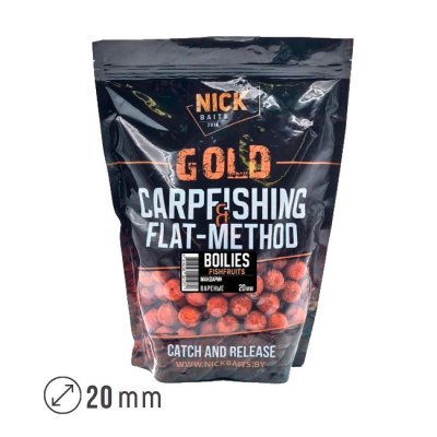 Бойлы прикормочные Nick Baits Gold Fishfruits (Мандарин) 20мм, 1кг Бойлы прикормочные Nick Baits Gold Fishfruits (Мандарин) 20мм, 1кг