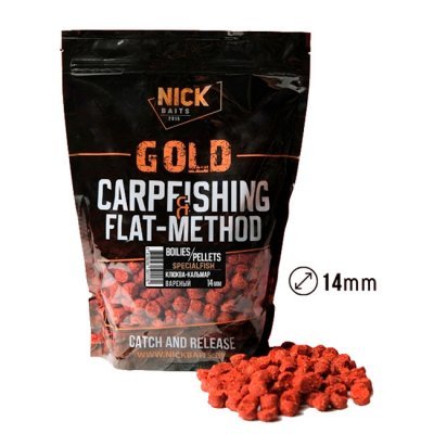Пеллетс Nick Baits Gold Pellets Specialfish (Клюква-Кальмар) 14мм, 1кг