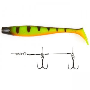 Виброхвост Lucky John 3D Series Kubira Swim Shad 9.0"/22.8см, PG14 (1шт) с оснасткой Stinger L