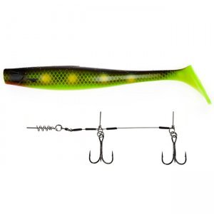 Виброхвост Lucky John 3D Series Kubira Swim Shad 9.0"/22.8см, PG21 (1шт) с оснасткой Stinger L