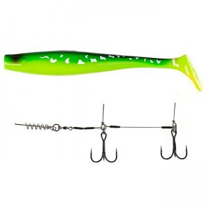 Виброхвост Lucky John 3D Series Kubira Swim Shad 9.0"/22.8см, PG26 (1шт) с оснасткой Stinger L