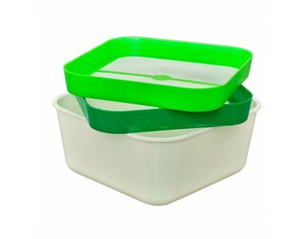 Емкость с 2 ситами для наживки Sensas Set Riddles + Box L, 16.5x16.5x7.5см