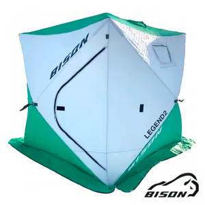 Палатка зимняя Bison Legend 2 Куб трехслойная бело-зеленая, 2x2x2.1м