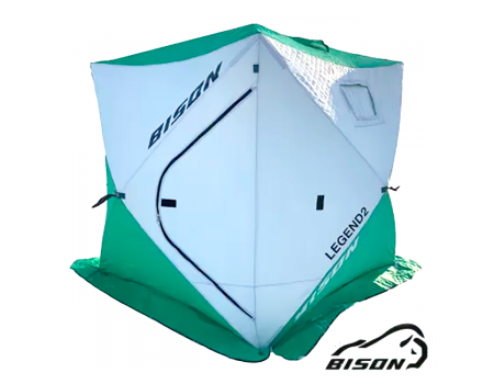 Палатка зимняя Bison Legend 2 Куб трехслойная бело-зеленая, 2x2x2.1м