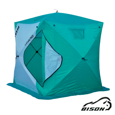 Палатка зимняя Bison Legend Куб бело-зеленая, 2x2x2.1м