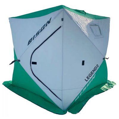 Палатка зимняя Bison Legend Pro трехслойная бело-зеленая, 2.2x2.2x2.2м