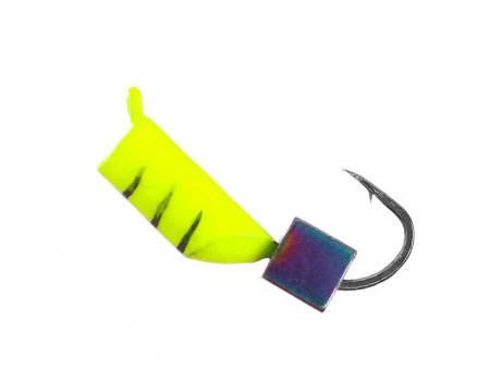 Мормышка вольфрамовая "Столбик лимонный" с кубиком хамелеон, 0.5г