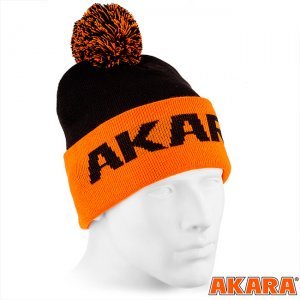 Шапка Akara Sport Winter Pompon, черная/оранжевая