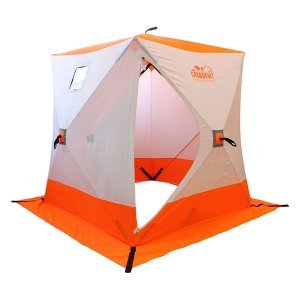 Палатка зимняя Следопыт КУБ 2 бело-оранжевая, 1.5x1.5x1.7м 
