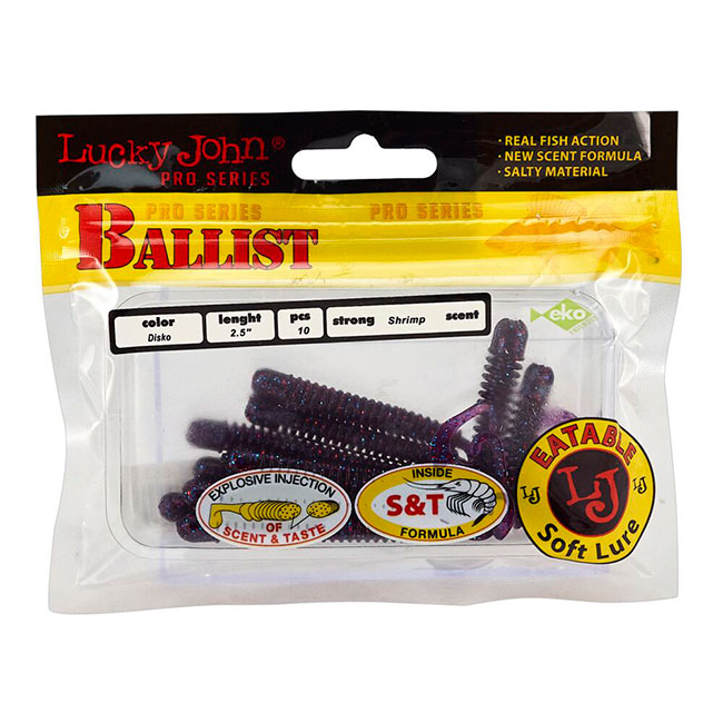 Твистеры Lucky John Ballist 2.5/6.3см, S63 (10шт)