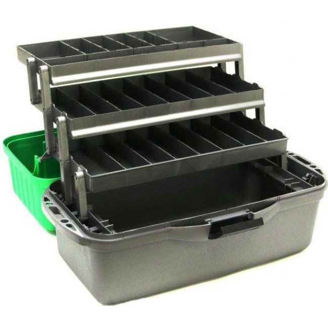 Ящик рыболовный трехполочный Nisus Fishing 3-tray box green (N-FB-3-G), зеленый