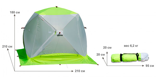 Зимняя палатка Лотос Куб 3 Компакт ЭКО. Размеры